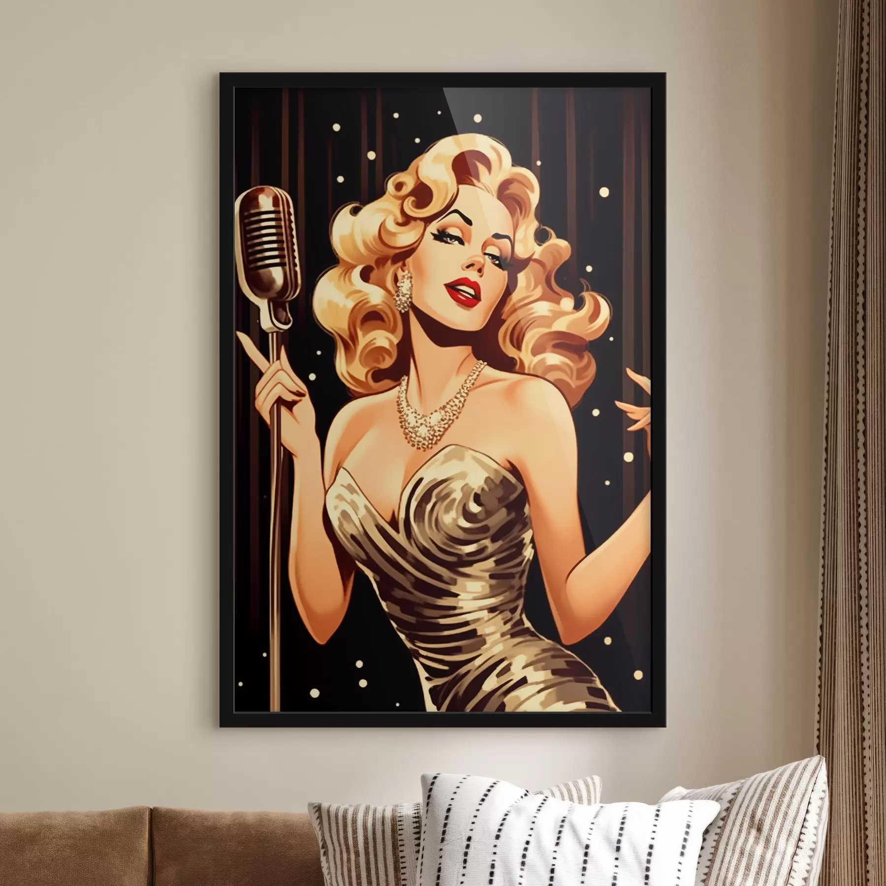 Fotobehang Meisje met microfoon f44112