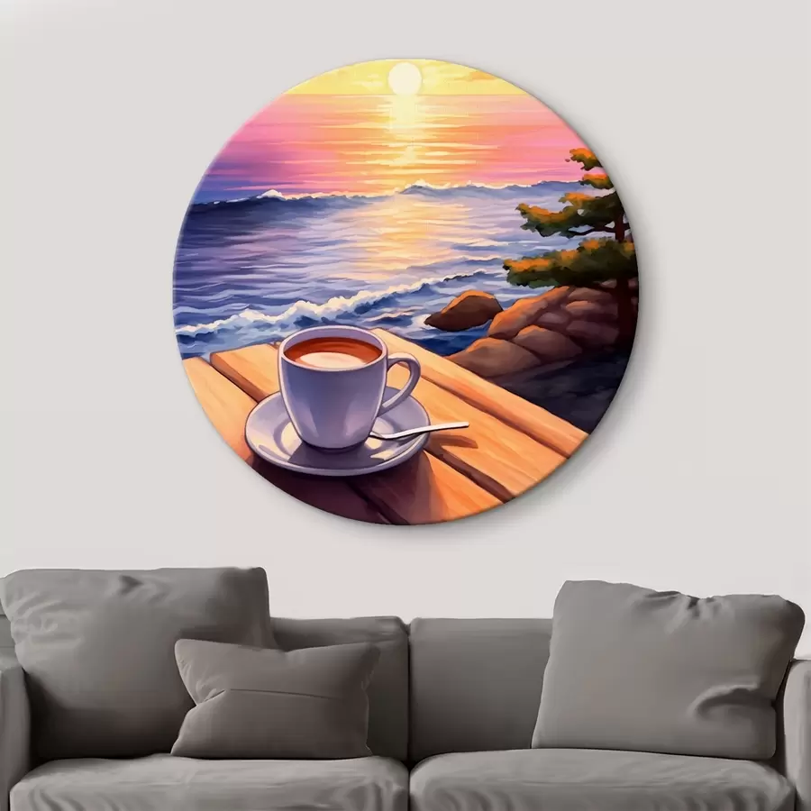  Schilderijen Kopje koffie op de achtergrond van het landschap r44105