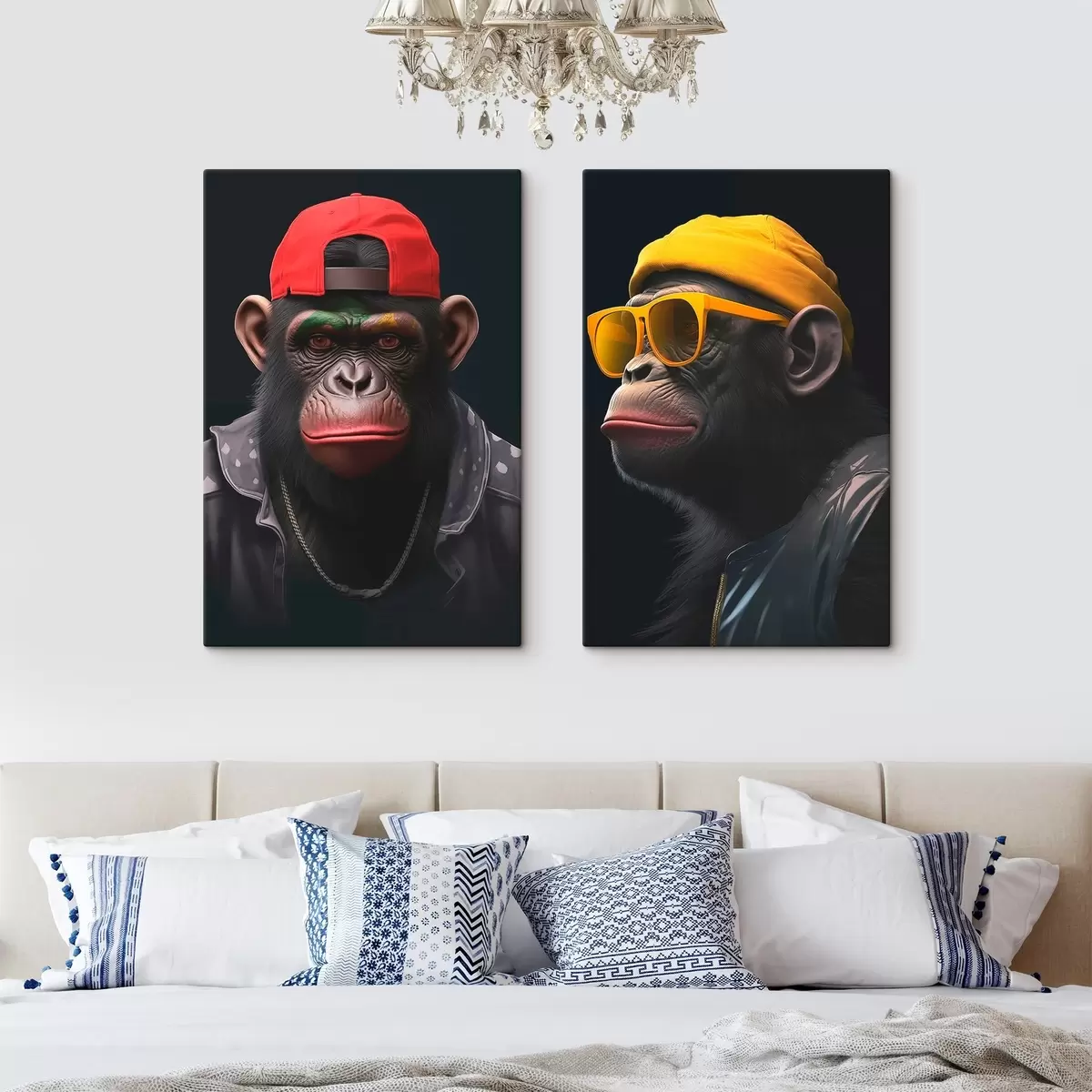  Schilderijen Harmonie, drie gezichten, heldere kleuren m00452