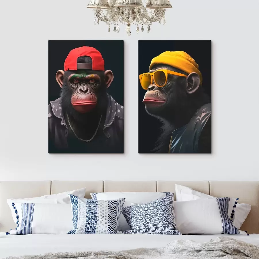  Schilderijen Harmonie, drie gezichten, heldere kleuren m00452