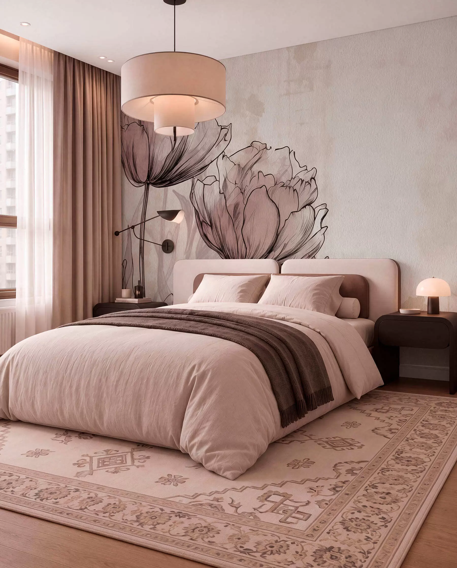 Fotobehang Pastel tulpen met een licht vintage effect w03796
