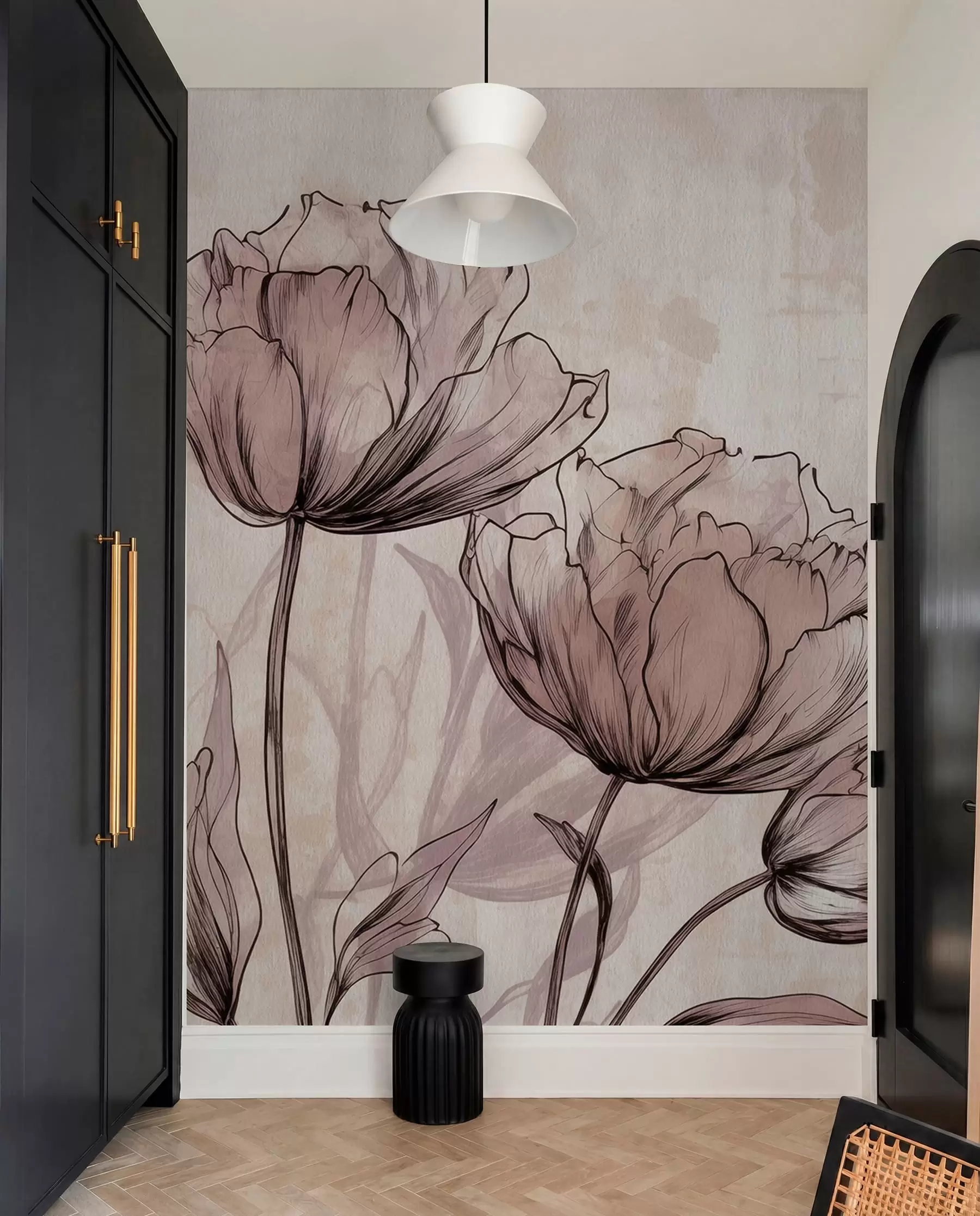 Fotobehang Pastel tulpen met een licht vintage effect w03796