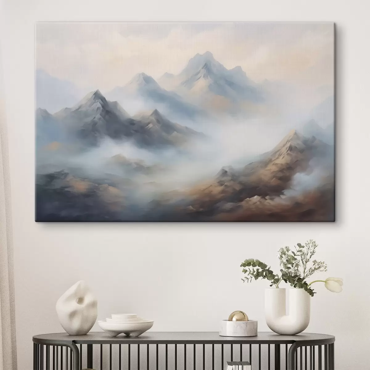  Peintures Montagnes dans le brouillard à l'aube s44121