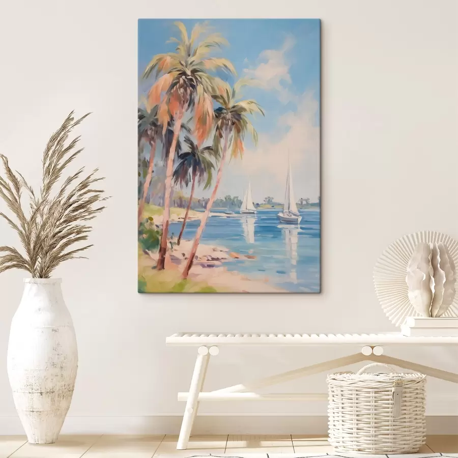 Papier peint photo Palmiers de la baie imitation de peinture s44122