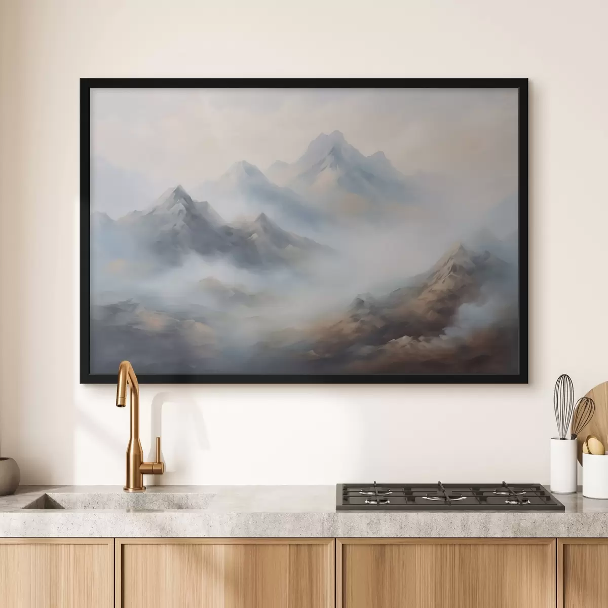 Affiche Montagnes dans le brouillard à l'aube f44121