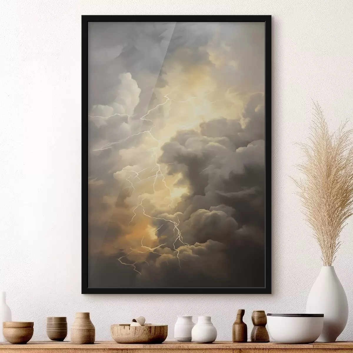 Poster Donderwolken en bliksem f44123