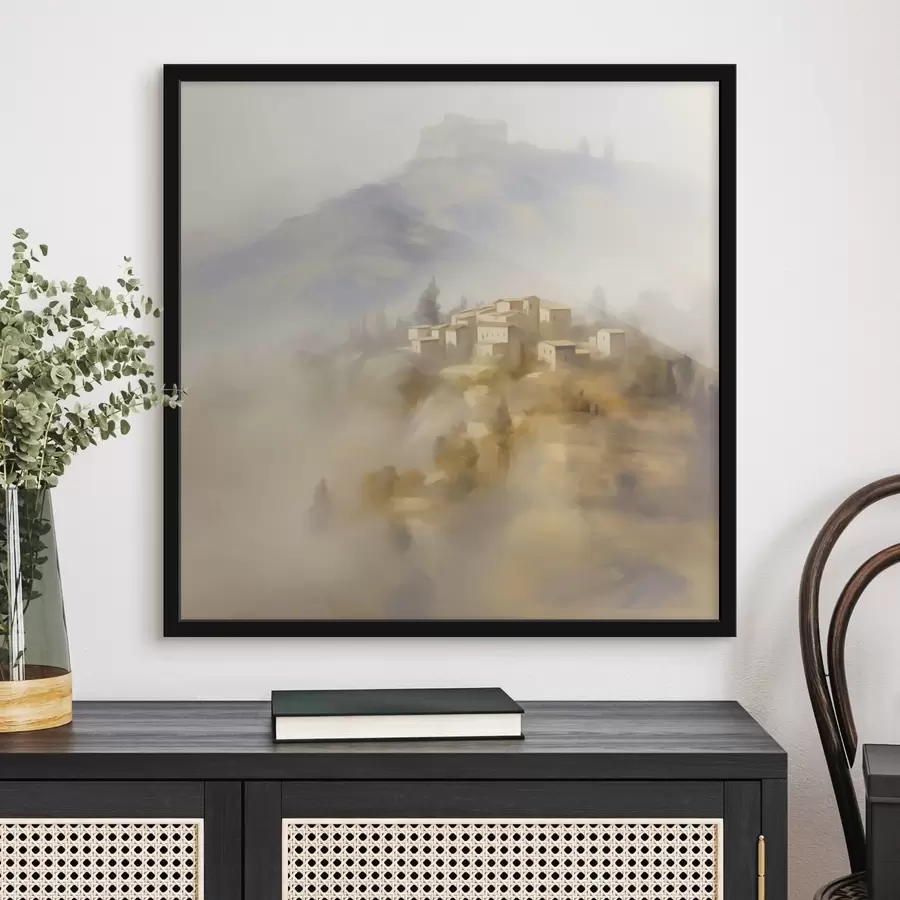 Papier peint photo Village sur fond de montagnes f44127