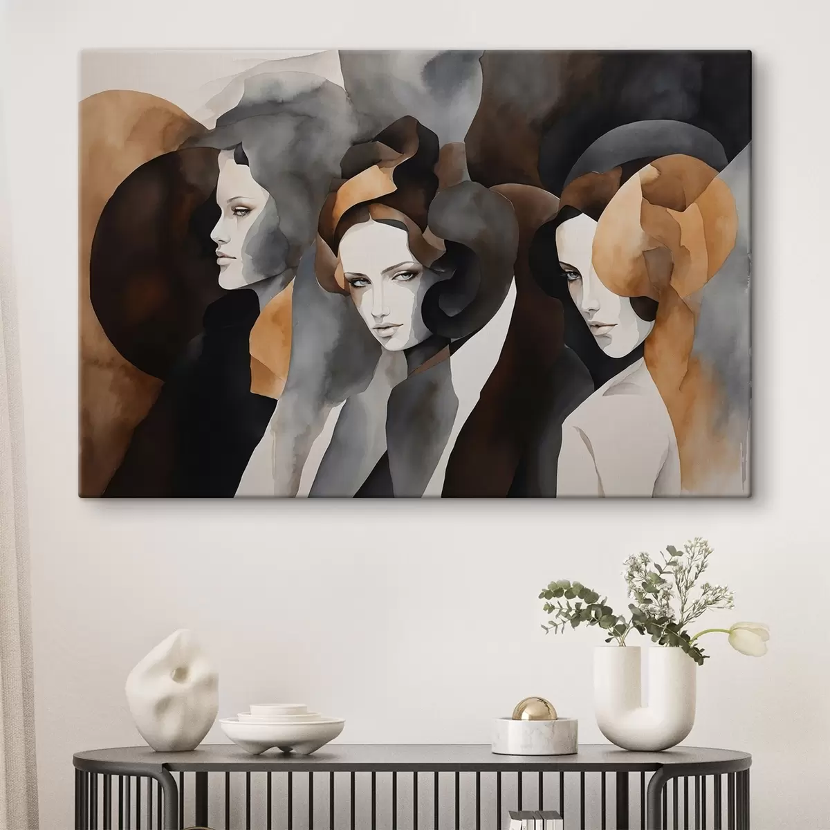  Peintures Peinture abstraite avec des visages de femmes s44060