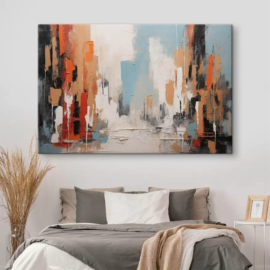  Schilderijen Abstracte stad in olieverfstijl s44061