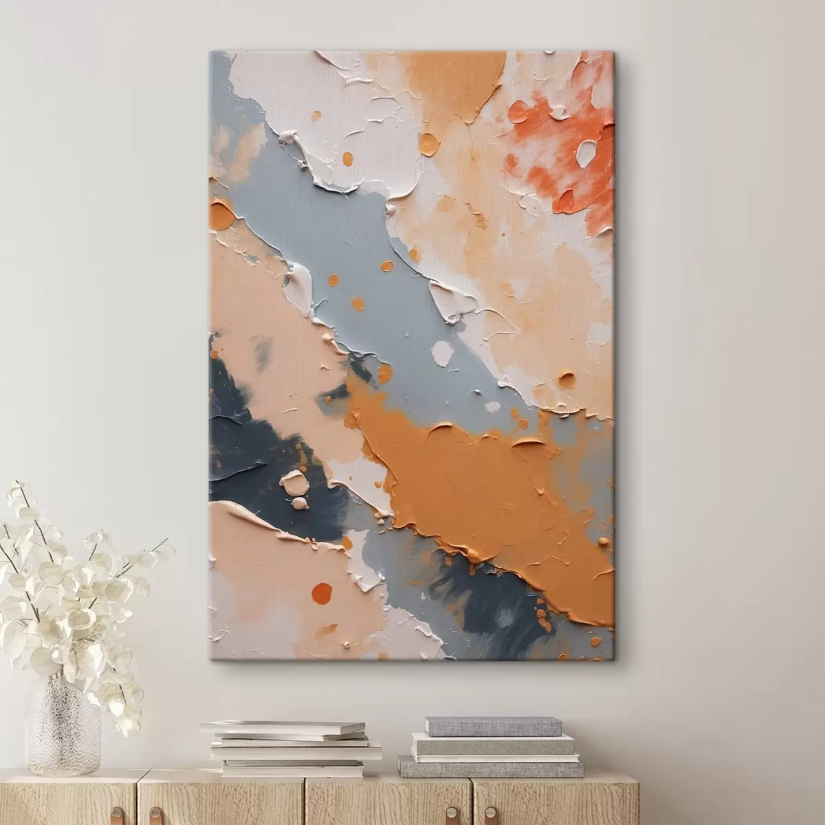  Peintures Peinture abstraite en blanc, jaune et bleu s44064