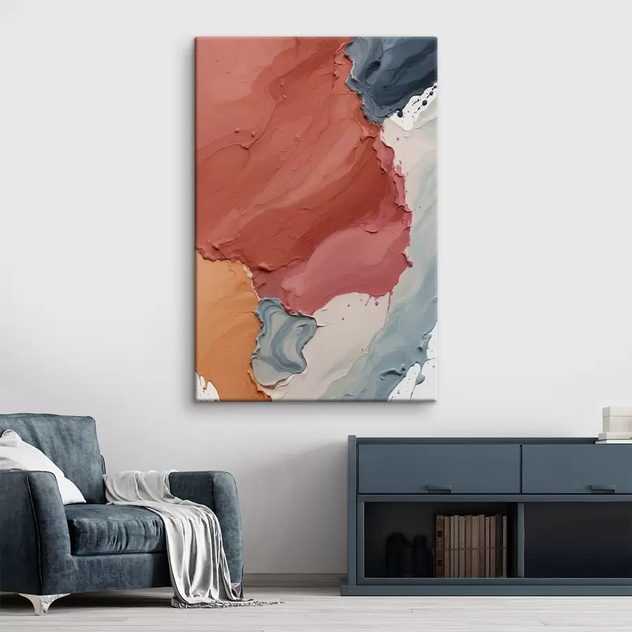  Peintures Peinture à l'huile abstraite avec des couleurs rouge, jaune et bleu s44068