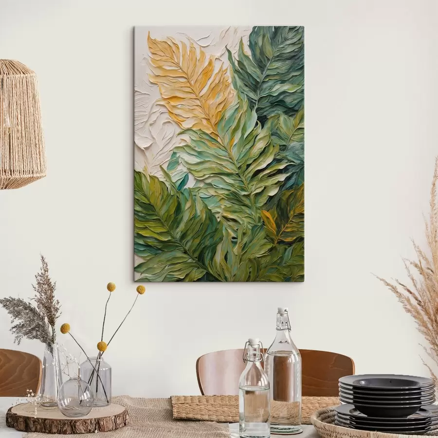 Papier peint photo Feuilles tropicales en peinture à l'huile s44088