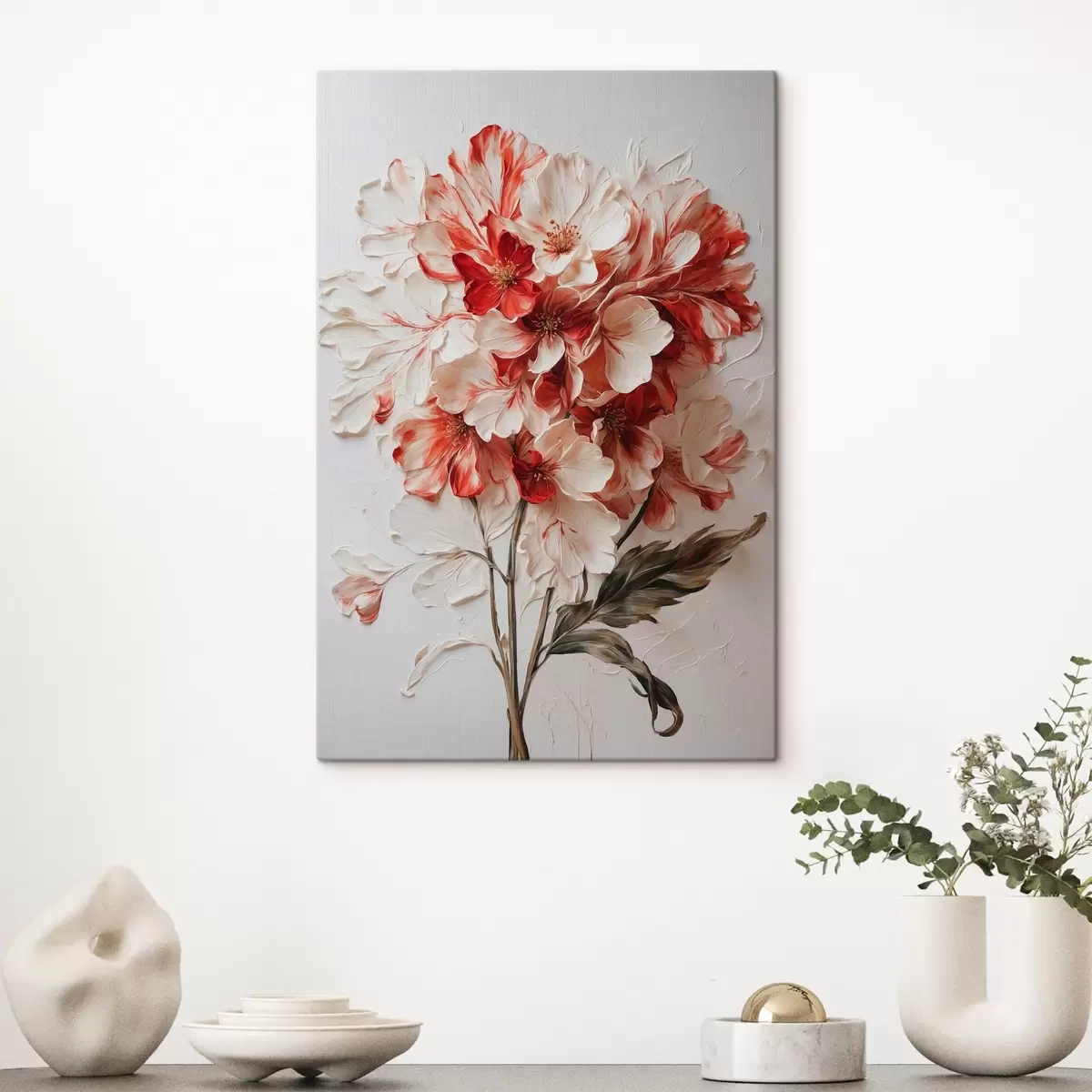  Peintures Fleurs rouges et blanches en peinture à l'huile s44090