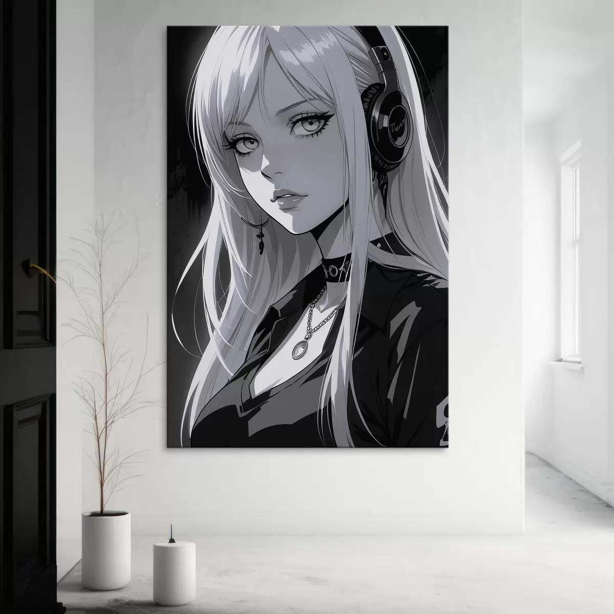  Schilderijen Poster met meisje met koptelefoon s44102