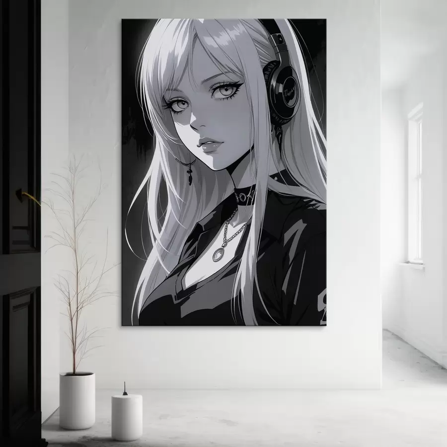  Peintures Poster avec une fille avec des écouteurs s44102