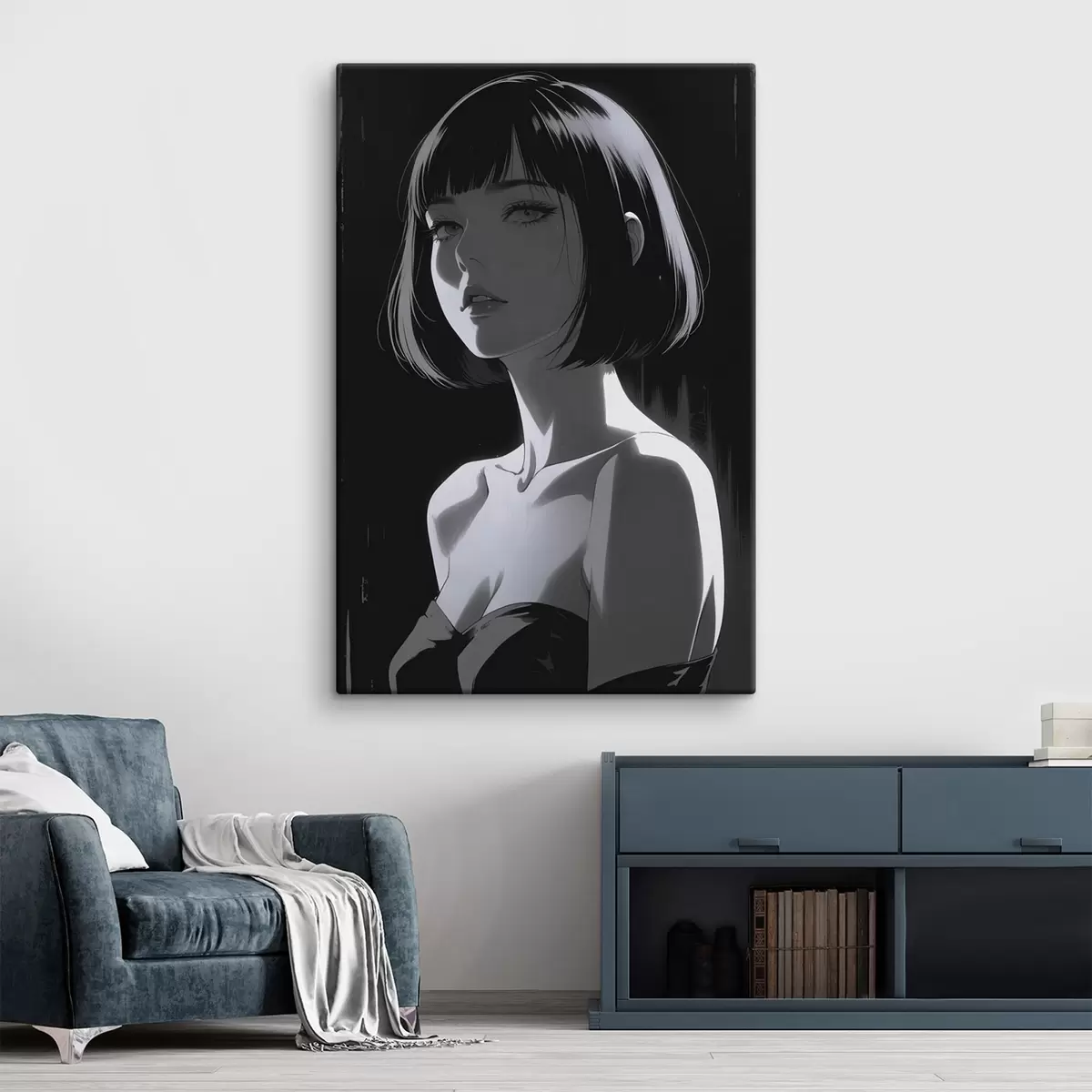  Peintures Affiche avec une fille sur fond noir s44103