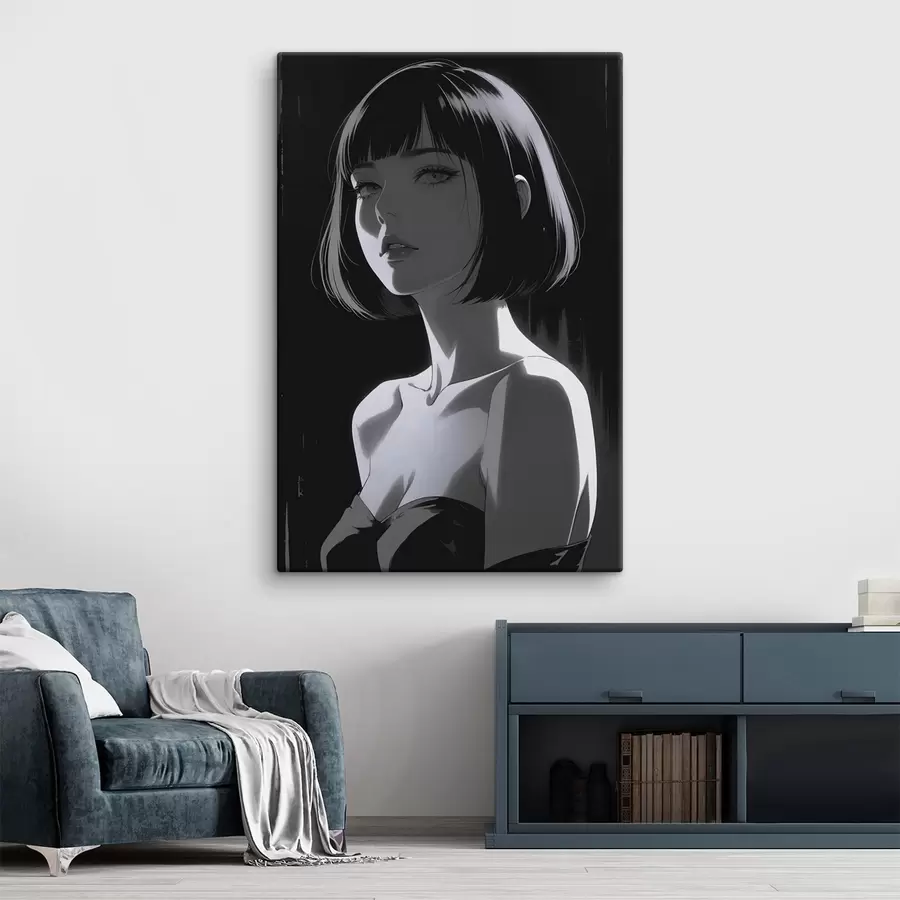  Peintures Affiche avec une fille sur fond noir s44103