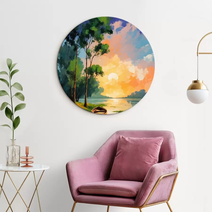  Schilderijen Boot bij een eiland in acrylschilderstijl r44065