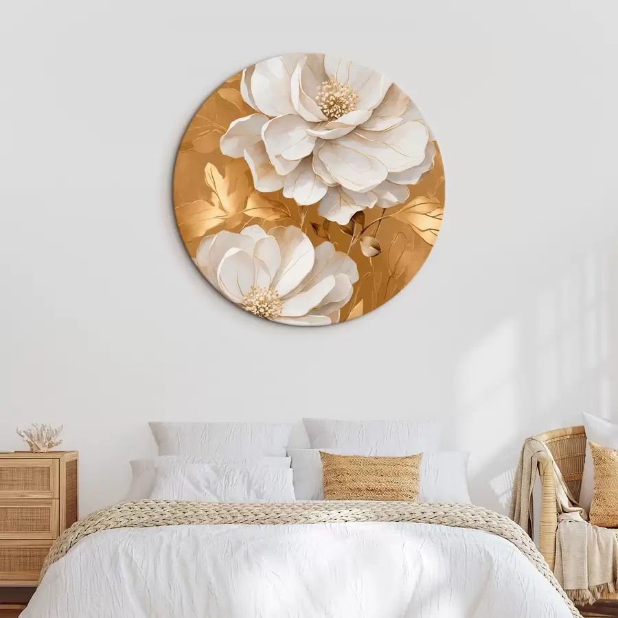  Peintures Fleurs blanches sur fond jaune r44067