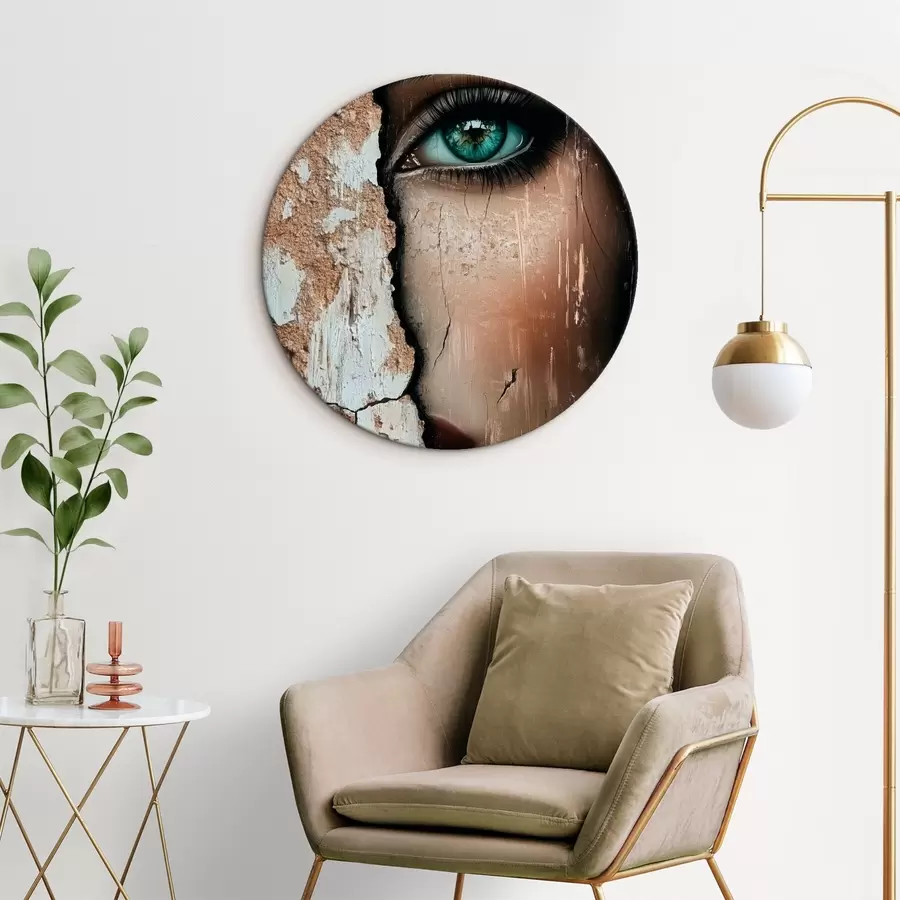  Peintures Visage de fille derrière un vieux mur r44069