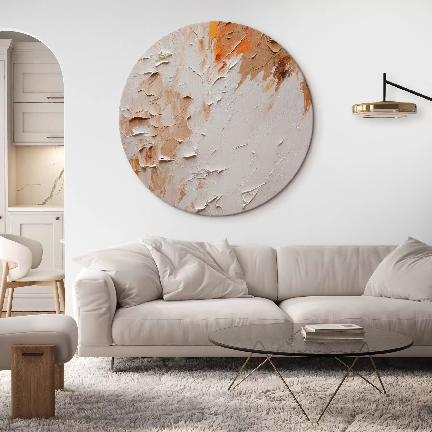 Fotobehang Abstract olieverfschilderij met witte en bruine kleuren r44076