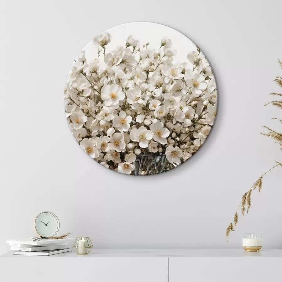  Peintures Fleurs blanches dans un vase transparent r44092