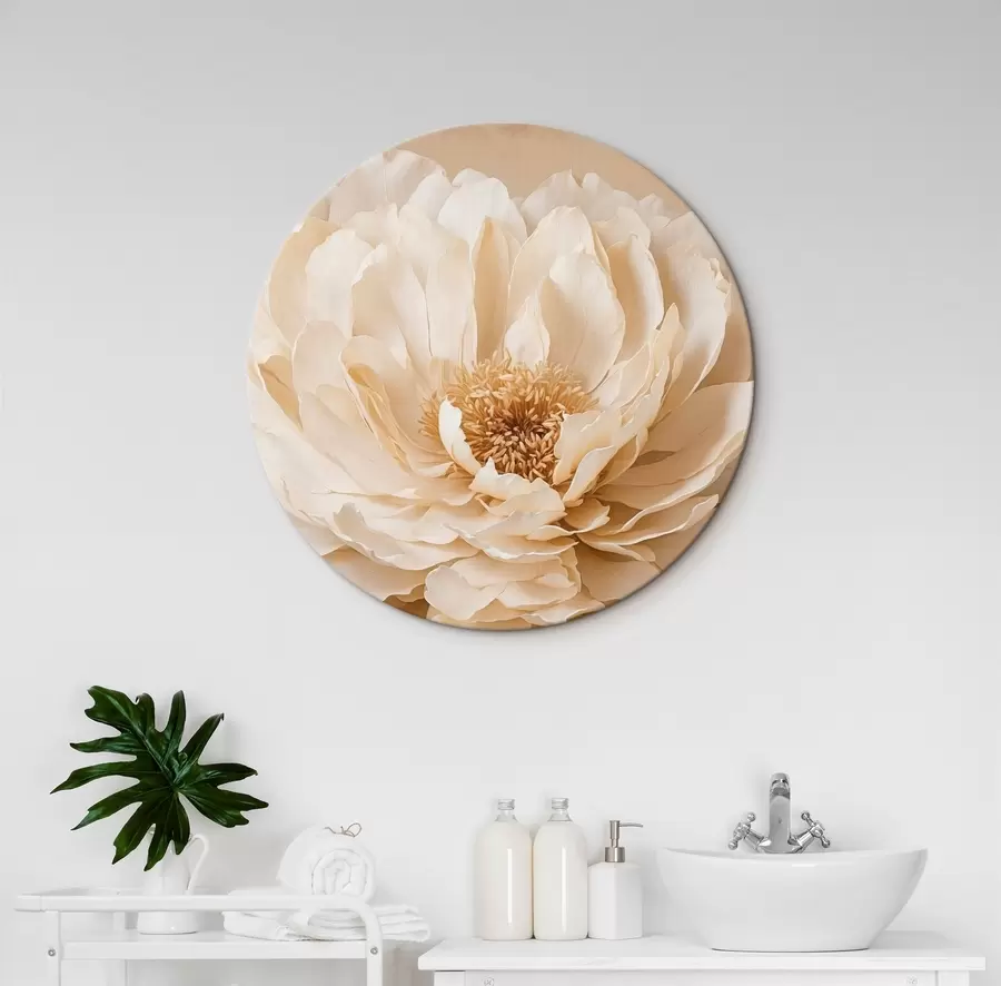  Schilderijen Witte bloem op beige achtergrond r44094