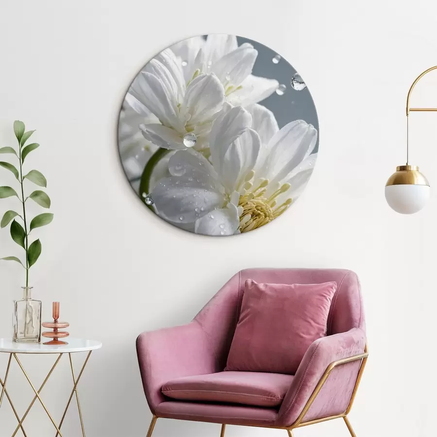  Schilderijen Witte bloemen met dauw r44100