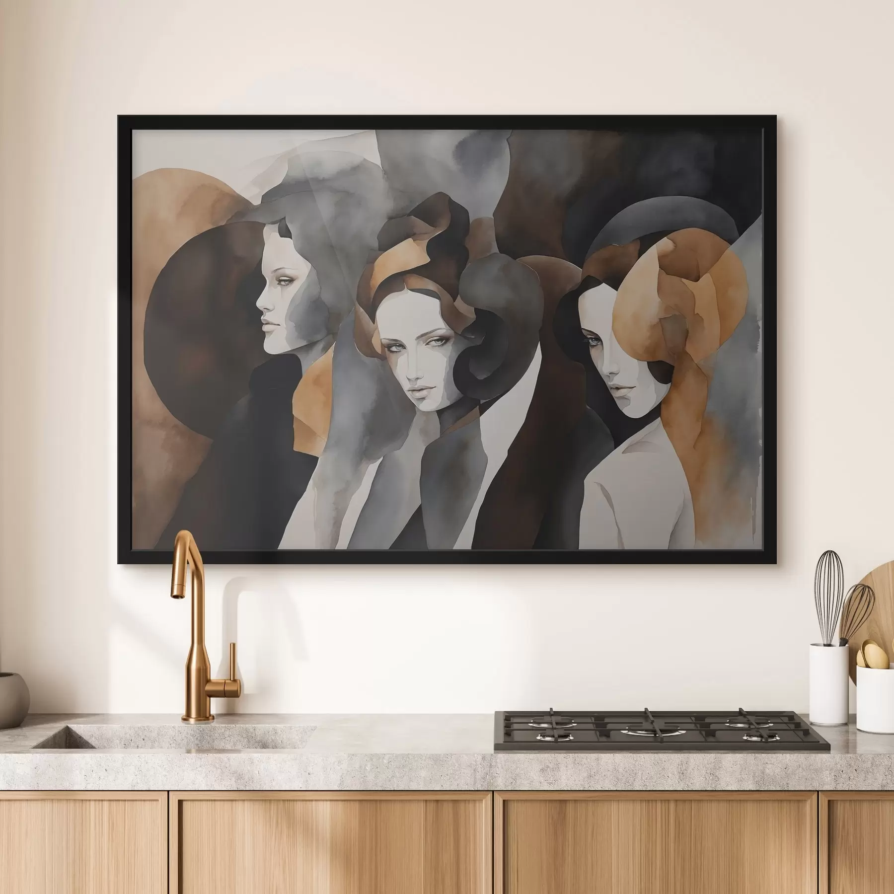 Papier peint photo Peinture abstraite avec des visages de femmes f44060