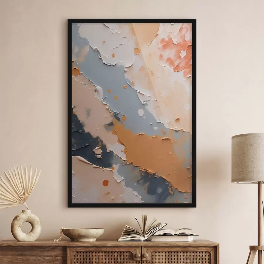 Fotobehang Abstract schilderij in witte, gele en blauwe kleuren f44064