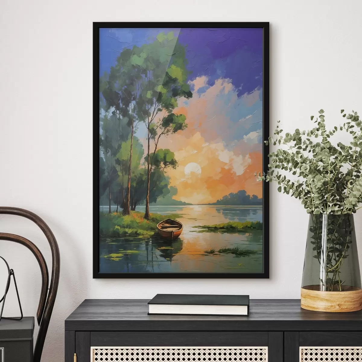 Affiche Bateau près d'une île en peinture acrylique f44065