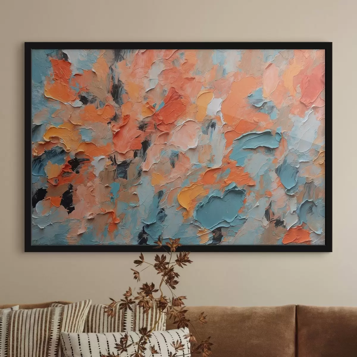 Poster Abstract olieverfschilderij met verschillende kleuren f44072