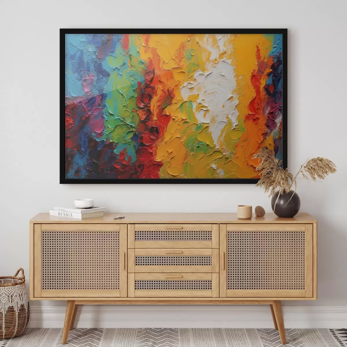 Affiche Peinture à l'huile abstraite avec des couleurs arc-en-ciel f44073