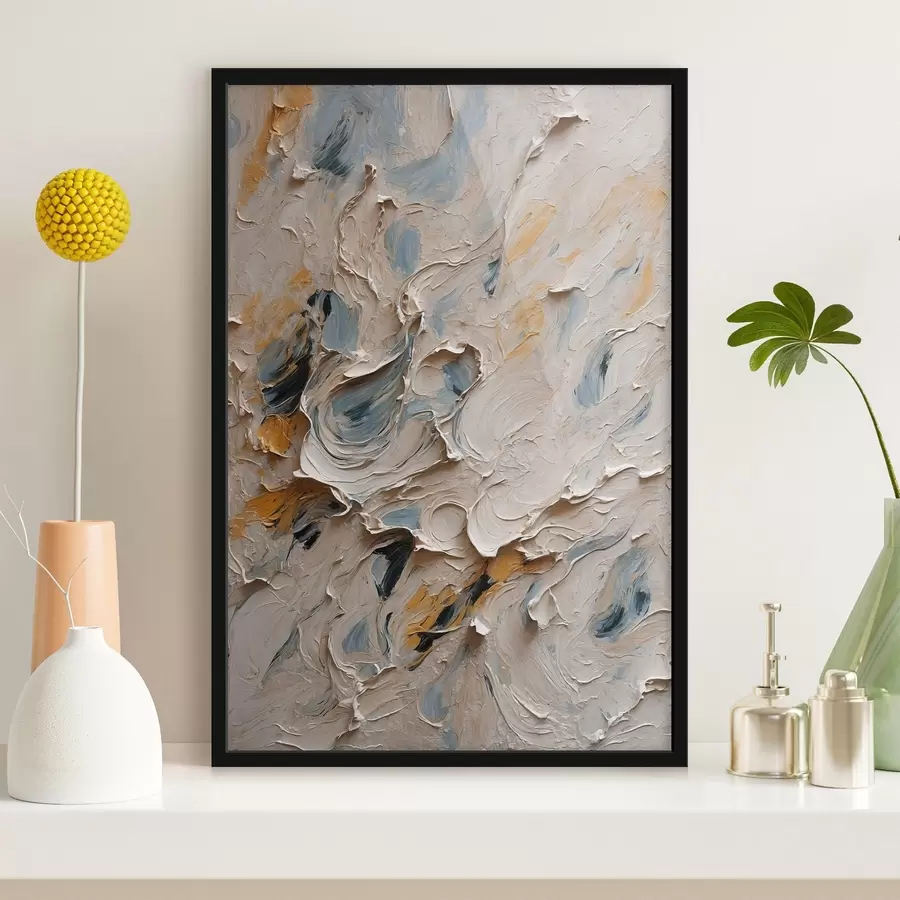 Fotobehang Abstract olieverfschilderij in witte en blauwe kleuren f44078