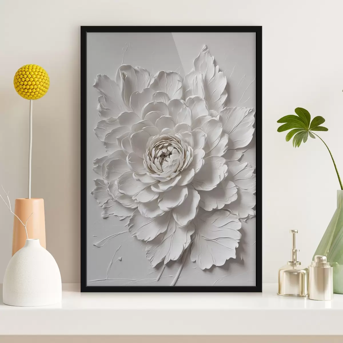 Affiche Fleur blanche sur fond blanc f44089