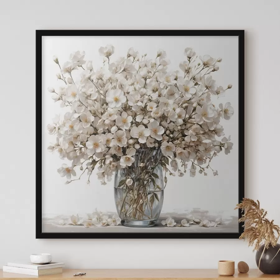 Papier peint photo Fleurs blanches dans un vase transparent f44092
