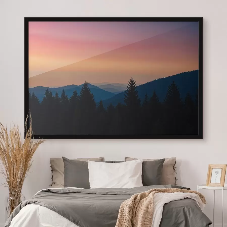 Fotobehang Zwarte woud bij zonsondergang f44096