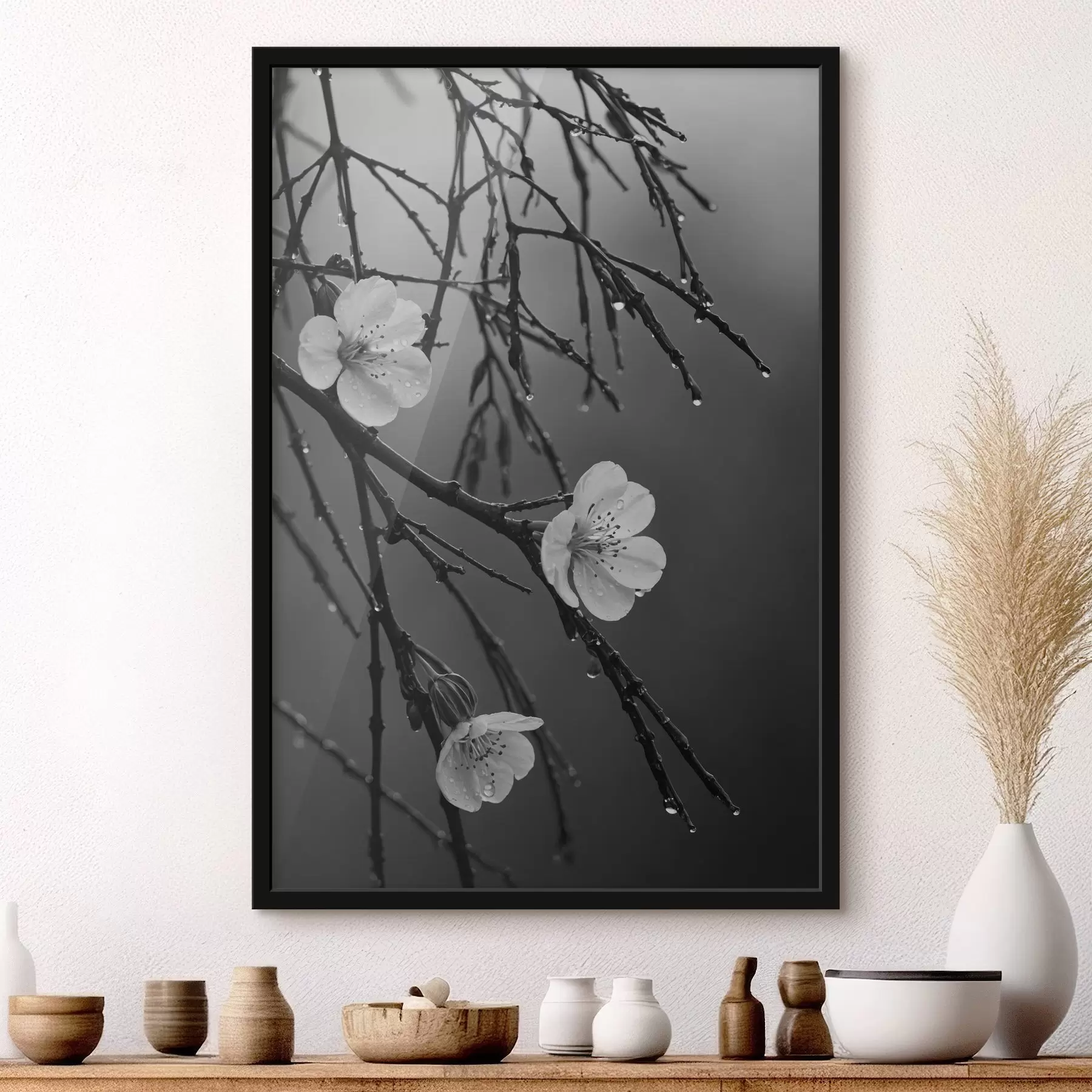  Schilderijen Bloemen op de takken na de regen f44098