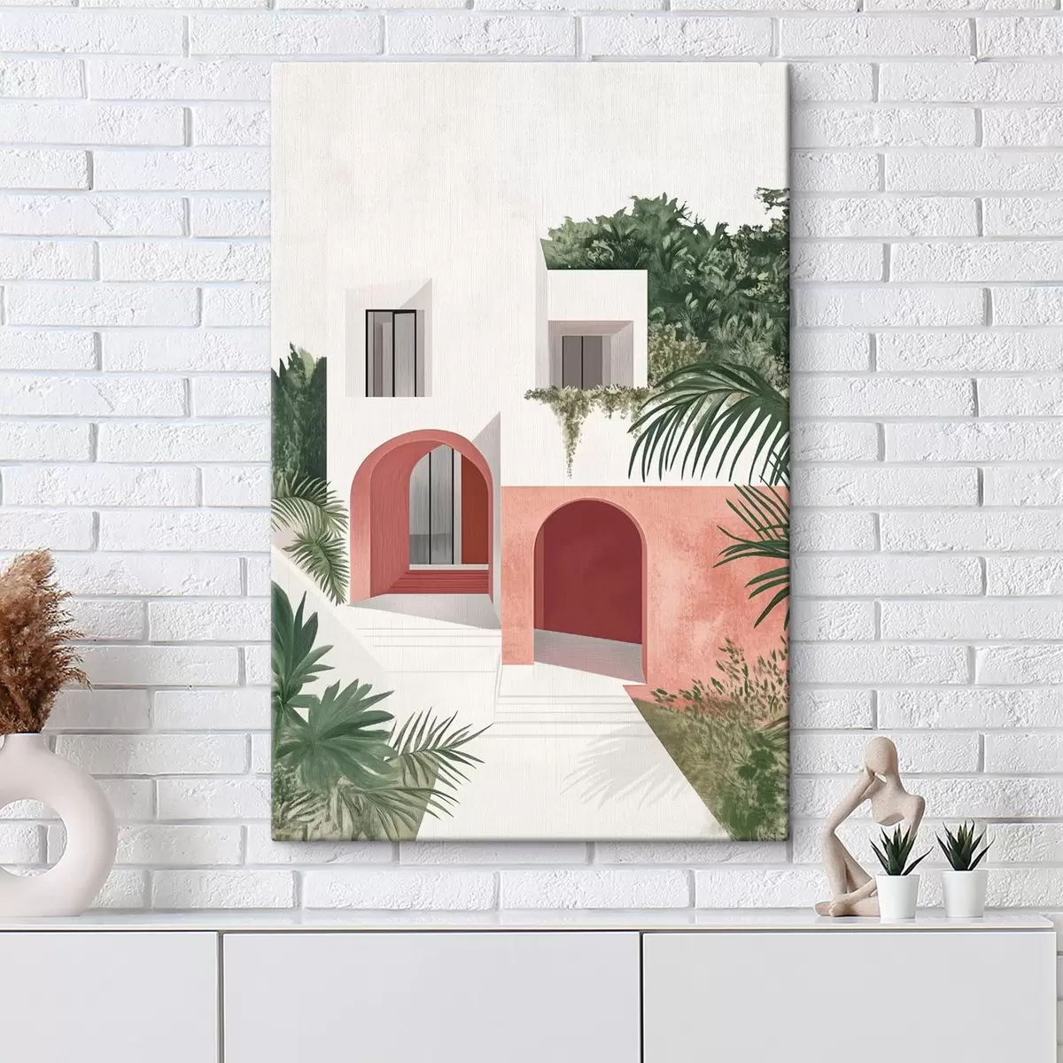  Schilderijen Villa met tropische tuin, mediterraan, acrylstijl s44151