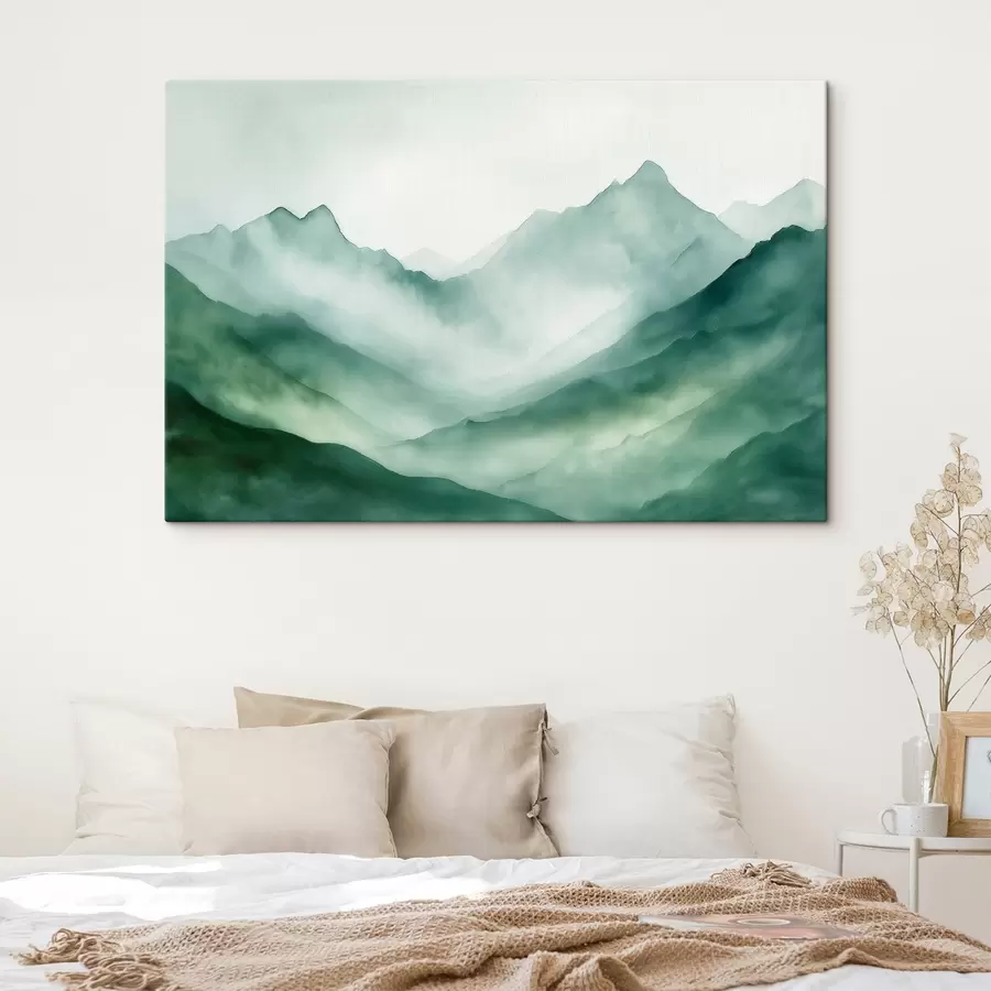  Schilderijen Bergen in groene tinten s44168