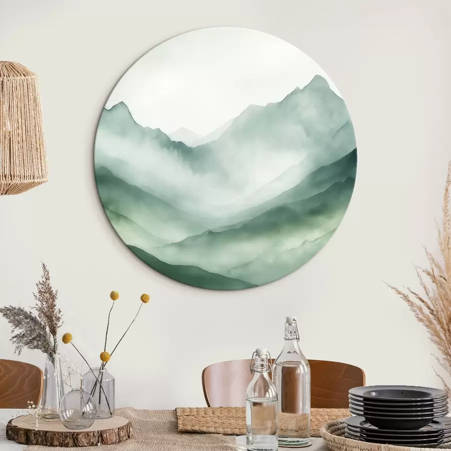  Schilderijen Bergen in groene tinten r44168