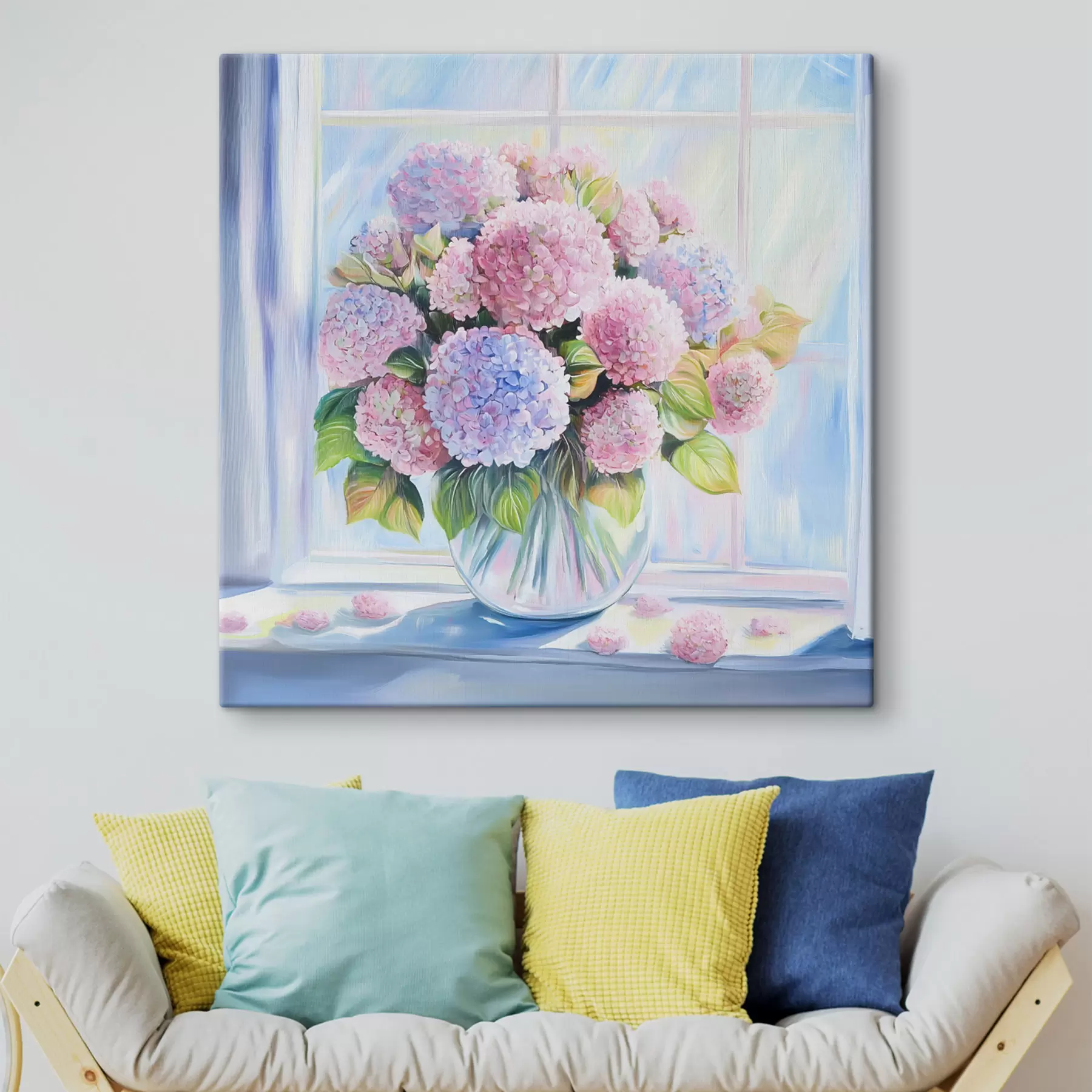 Fotobehang Boeket bloemen op het raam s44210