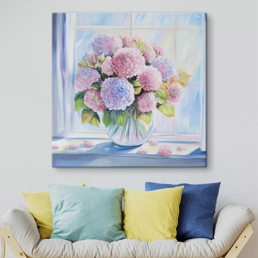  Schilderijen Boeket bloemen op het raam s44210