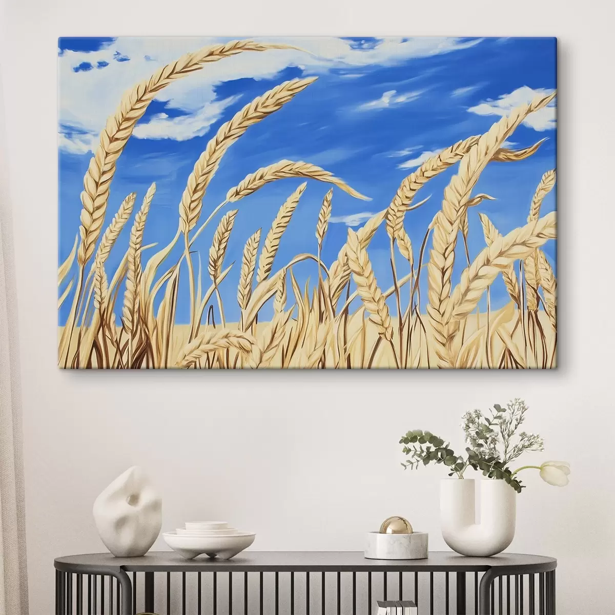 Peintures Oreilles de blé sous le ciel bleu s44212