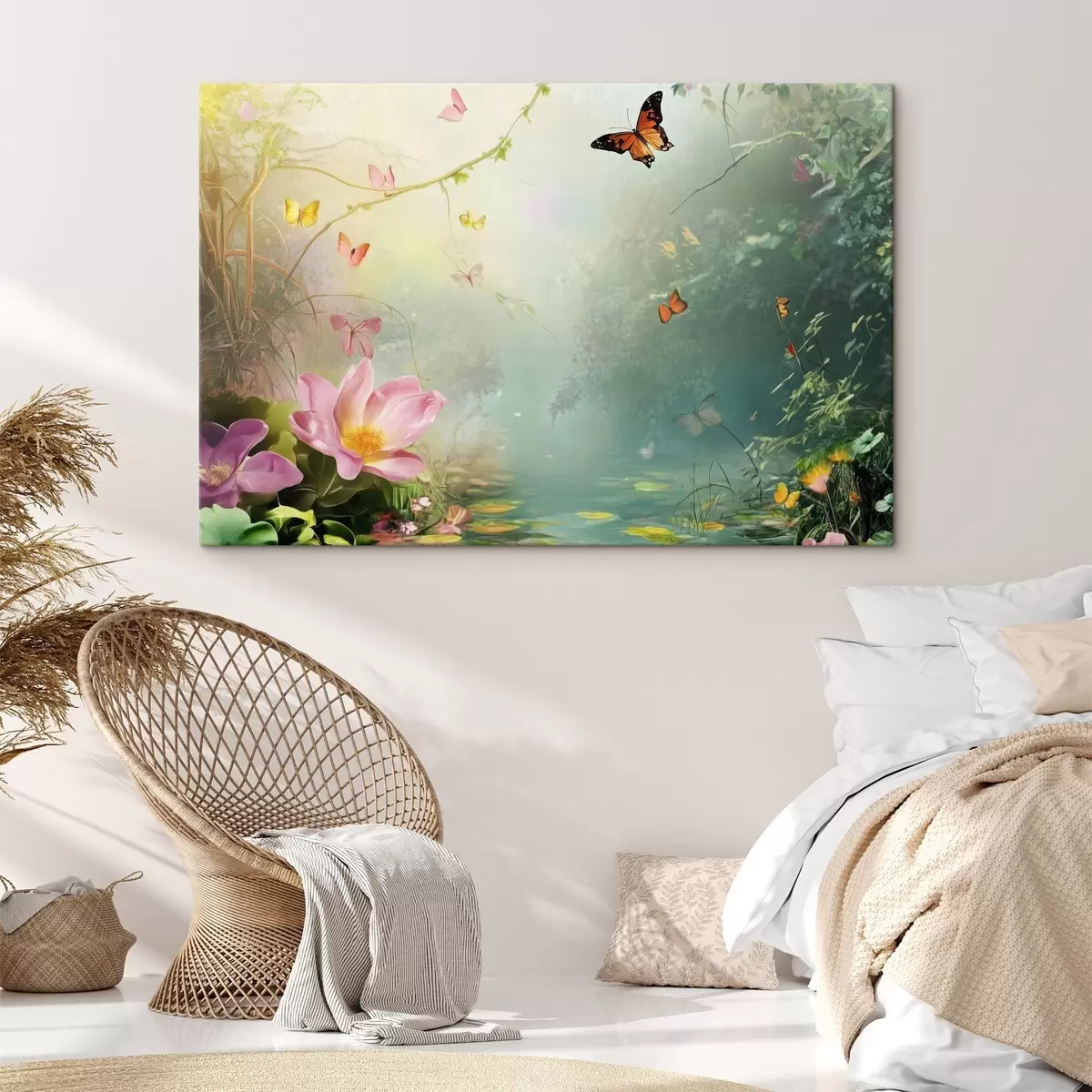  Schilderijen Meer in het bos onder de bomen s44216