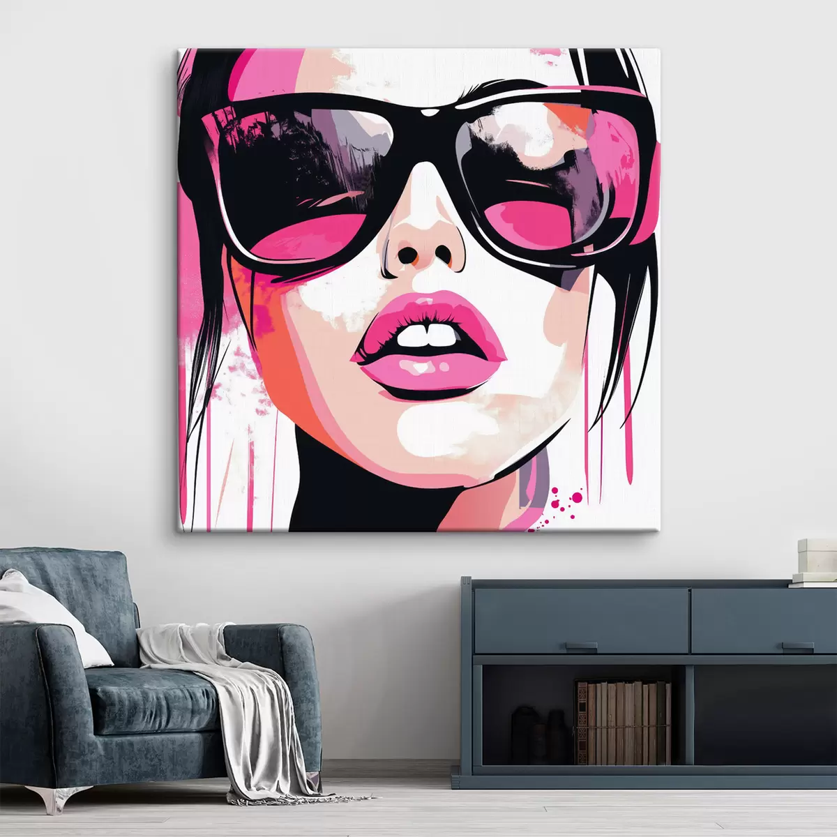  Peintures Portrait d'une fille avec des lunettes s44219