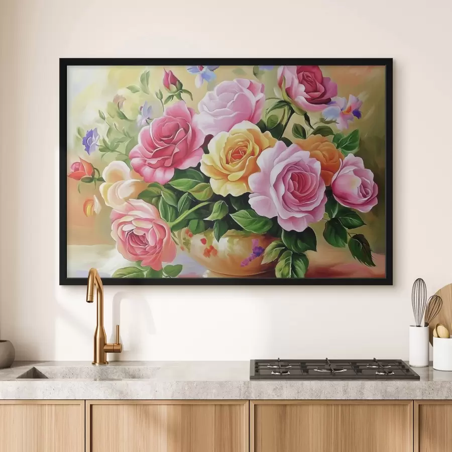 Fotobehang Weelderig boeket van heldere bloemen f44217