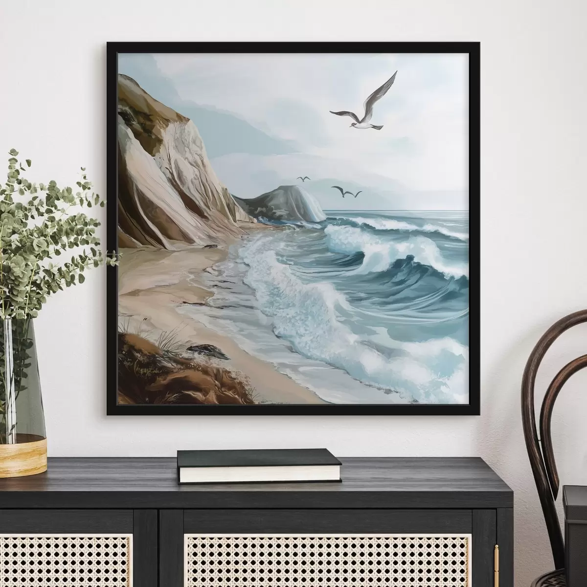 Affiche Plage de sable et oiseaux f44222