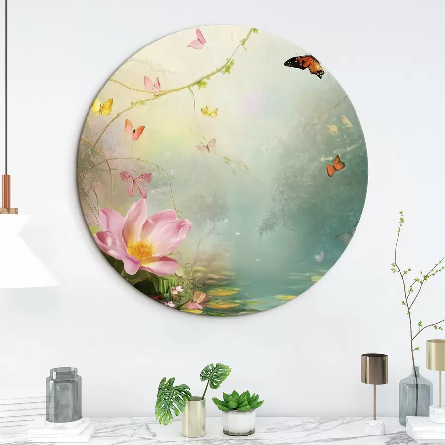  Peintures Lac dans la forêt sous les arbres r44216