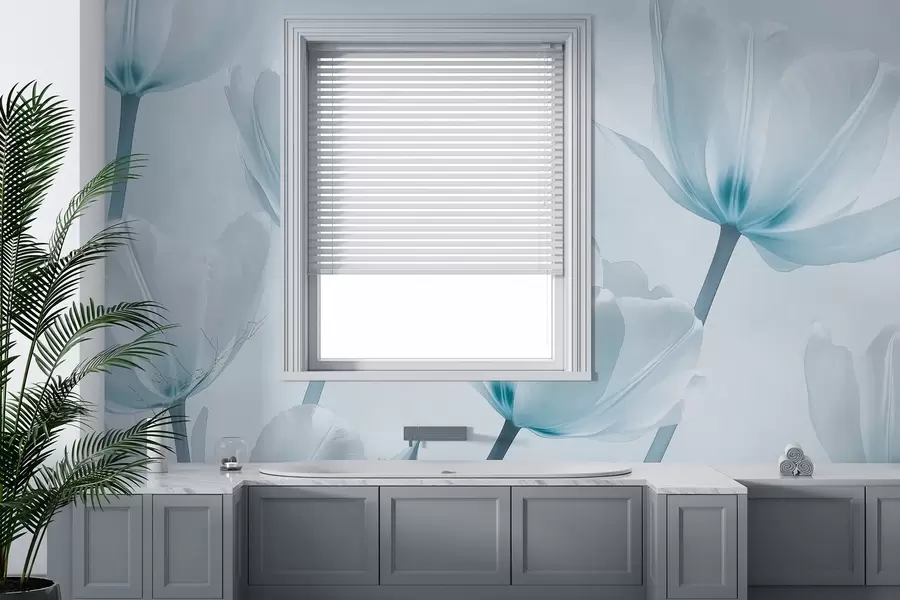 Fotobehang Mooie tulpen, bloemig, blauwe kleuren, realisme w03877v1